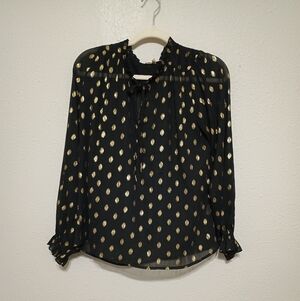 Mystree Black Blouse with Gold Accents